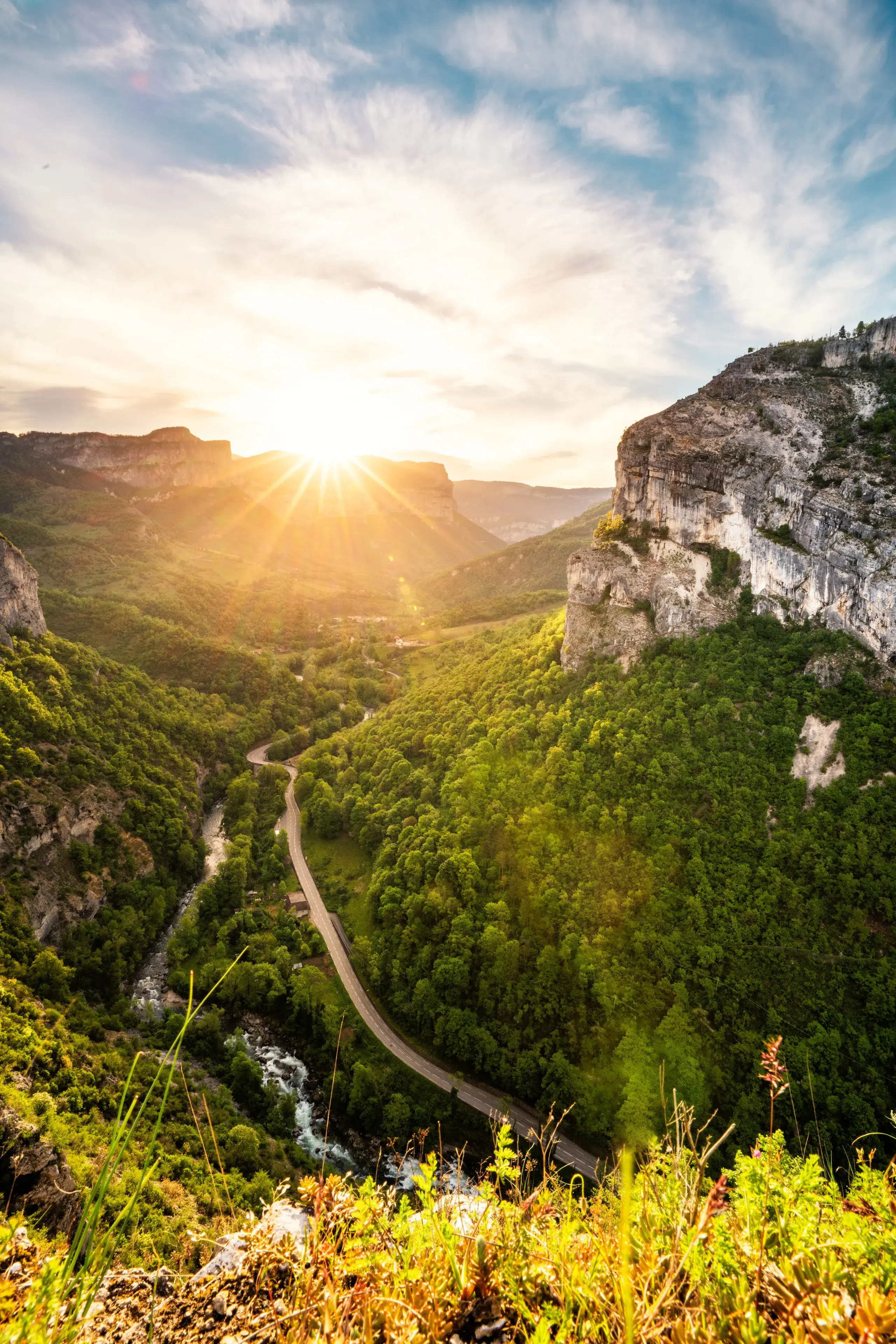 Vue panoramique sur le massif du Vercors depuis les environs de Saint-Antoine-l'Abbaye